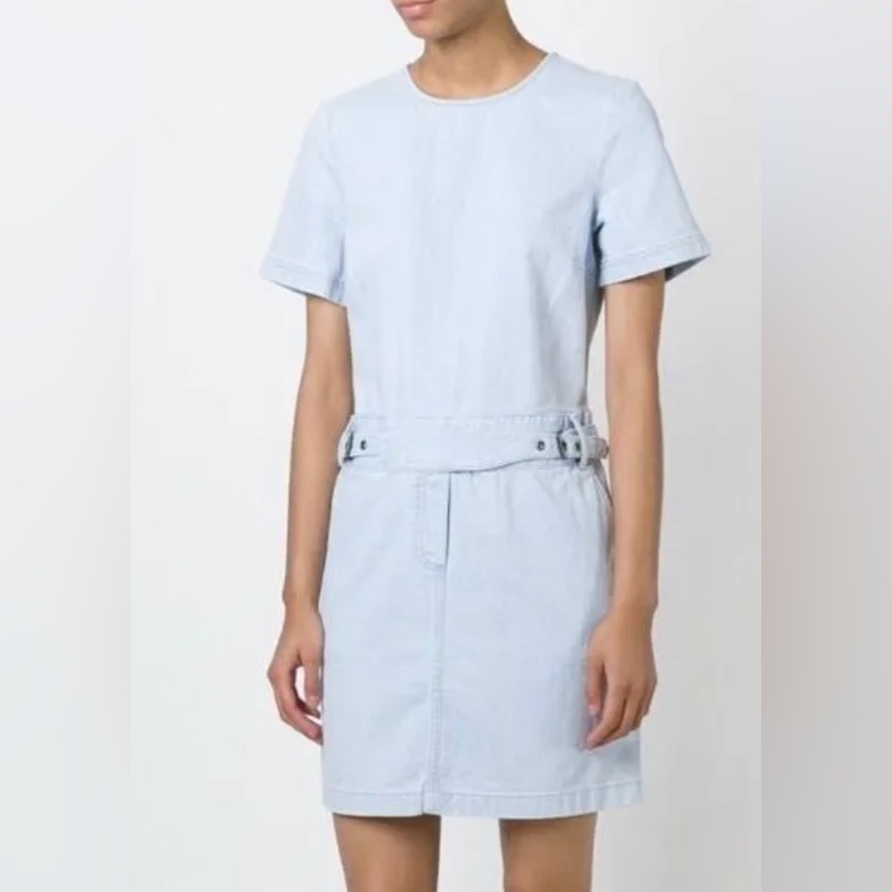Marc by Marc Jacobs Sunbleached Denim Shift Dress with Buckle Waist